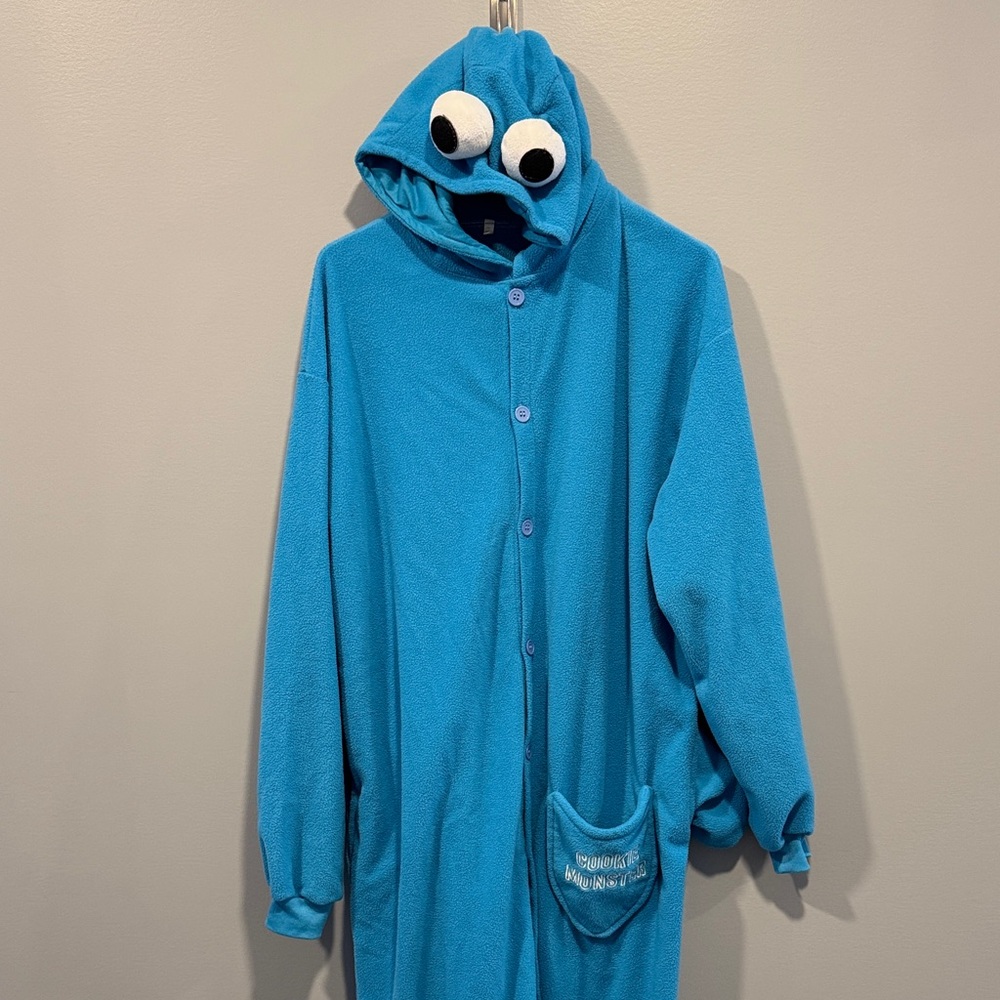 Cookie Monster Onsie Costume. Adult Size Large.
